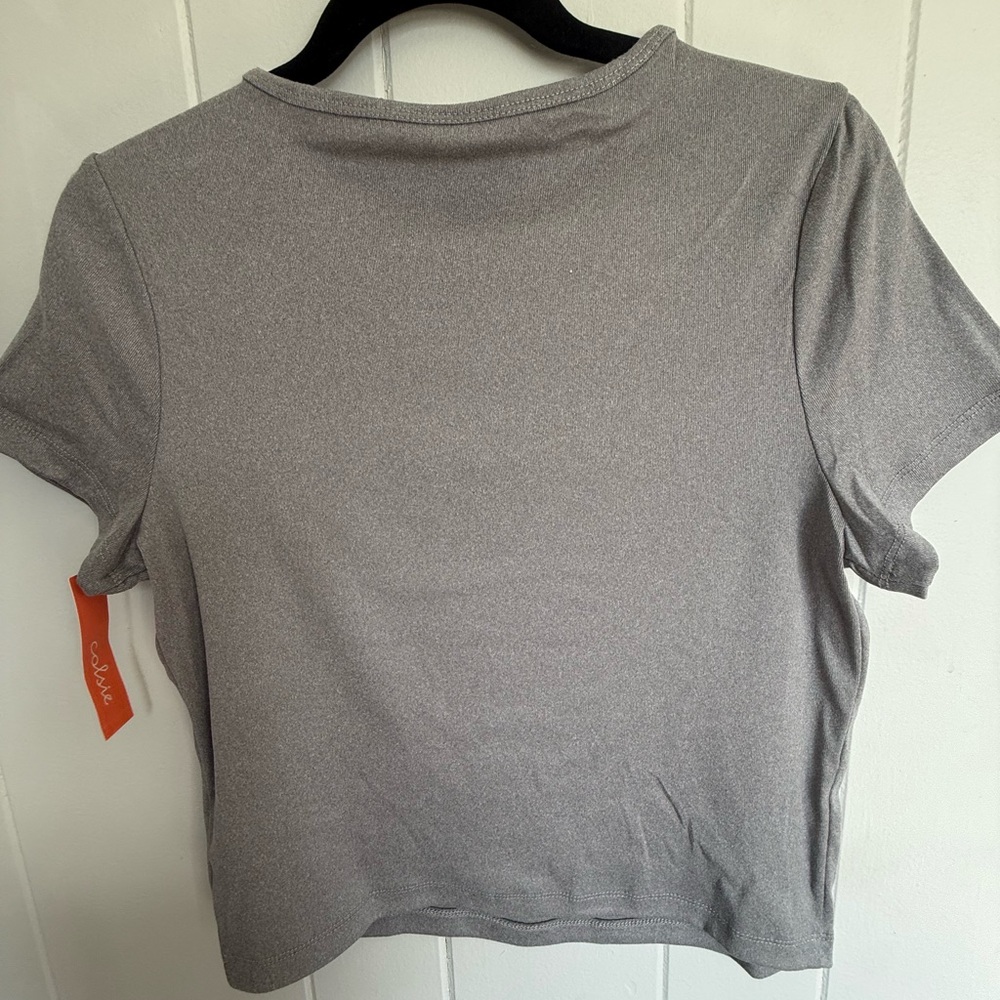 Women's Gray Short Sleeve Crewneck Top